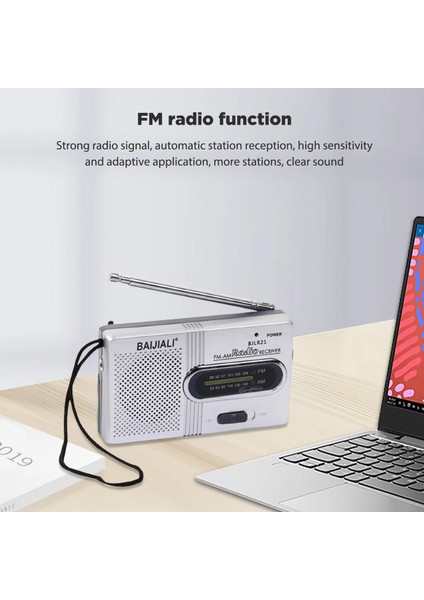 KK228 Beyaz Mini Fm Radyo Alıcısı Şarj Edilebilir Tam Dalga Bandı Çok Fonksiyonlu Radyolar Teleskopik Anten Yürüyüş Için Dahili Hoparlör (Yurt Dışından)