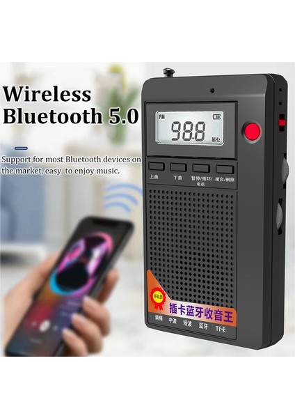 Siyah Taşınabilir Mini Radyolar Cep Fm/am/sw Alıcısı Bluetooth Stereo Hoparlör Tf/kulaklık Mp3 Çalar, LCD Ekran Desteği Handsfree (Yurt Dışından) fırsatları