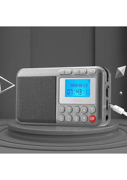 Titanyum Gri Mini Taşınabilir Fm Radyo Bluetooth 5.0 Hoparlör Mp3 Müzik Çalar, LCD Ekran Desteği Kayıt Tf Kart/u Disk/kulaklık Çalma (Yurt Dışından)