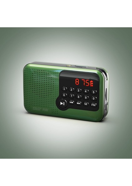 Yeşil Mini Fm Radyo Taşınabilir LCD Ekran Radyo Hoparlör USB Tf Kart Mp3 Müzik Çalar Desteği Zaman Göstergesi Kapanma Hafızası Kulaklık Çalma (Yurt Dışından)