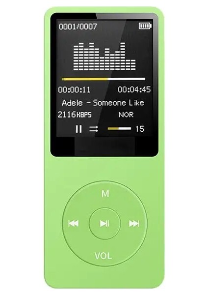 Yeşil Bluetooth Uyumlu Mp3 Müzik Çalar Kayıpsız Taşınabilir Fm Radyo Harici Ultra-Ince Öğrenci Mp3 Kaydedici Fm Yayını (Yurt Dışından)
