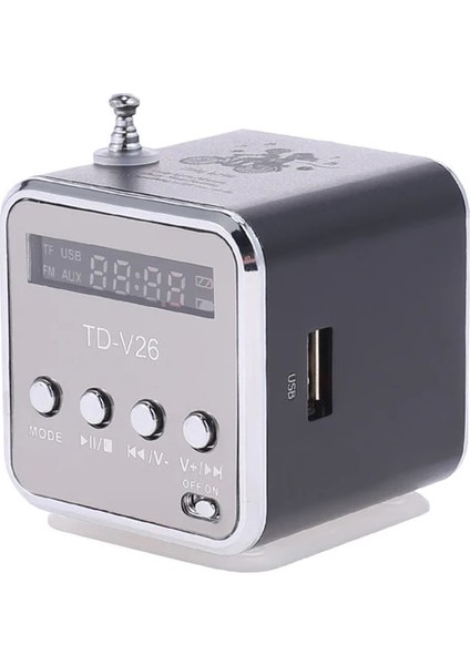 Siyah Taşınabilir TD-V26 Dijital Fm Radyo Hoparlör Mini Fm Radyo Alıcısı/lcd Ekran Stereo Hoparlör Desteği Tf Kart (Yurt Dışından)