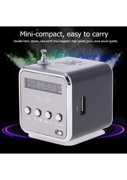 Siyah Taşınabilir TD-V26 Dijital Fm Radyo Hoparlör Mini Fm Radyo Alıcısı/lcd Ekran Stereo Hoparlör Desteği Tf Kart (Yurt Dışından) modelleri