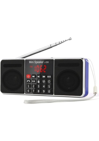 Mavi Prunus J-288 Taşınabilir Radyo Am Fm Radyo Bluetooth Hoparlör ile Aux Girişi Tf Kart Mp3 Mini Cep USB Radyo Stereo Çalar (Yurt Dışından)