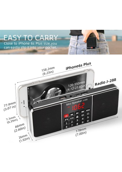 Mavi Prunus J-288 Taşınabilir Radyo Am Fm Radyo Bluetooth Hoparlör ile Aux Girişi Tf Kart Mp3 Mini Cep USB Radyo Stereo Çalar (Yurt Dışından)