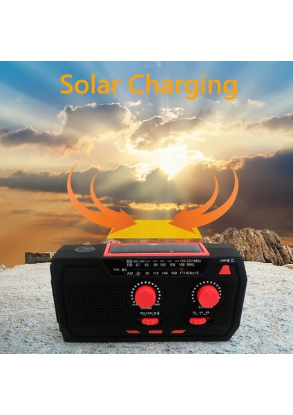 2000 Mah Siyah Yükseltme Çok Fonksiyonlu Radyo El Krank Güneş USB Fm/ Am/noaa Wb Hava Radyoları Acil Durum El Feneri Torch Güç Bankası (Yurt Dışından) modelleri