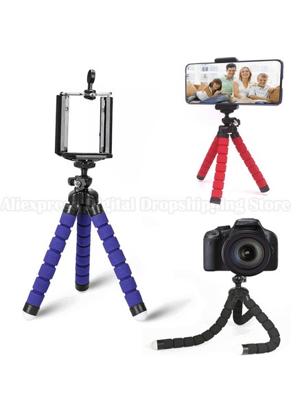 Kırmızı ve Klip Mini Tripod Telefon Için Esnek Sünger Ahtapot Masaüstü Tutucu Xiaomi Gopro 8 7 Kamera Tripodu Evrensel Telefon Standı Klip (Yurt Dışından)
