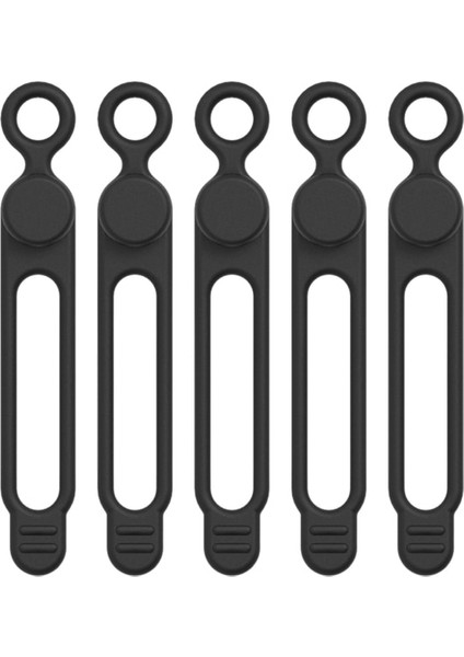 Siyah 5 Parça Kablo Bağları Silikon Kablo Tel Bağları Toka Tasarımı Yeniden Kullanılabilir Yumuşak Kordon Sarar Mutfak Aletleri Kablosu USB Şarj Kablosu (Yurt Dışından)