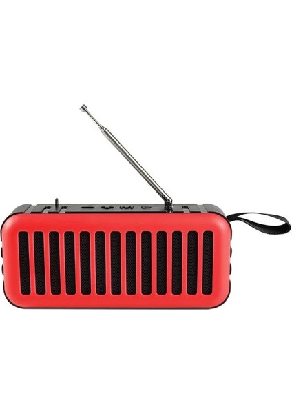 Kırmızı Fm Güneş Radyosu Taşınabilir Bluetooth Uyumlu Radyo Kablosuz Stereo Hoparlör Radyo Desteği Tf Kart USB LED El Feneri ile (Yurt Dışından)