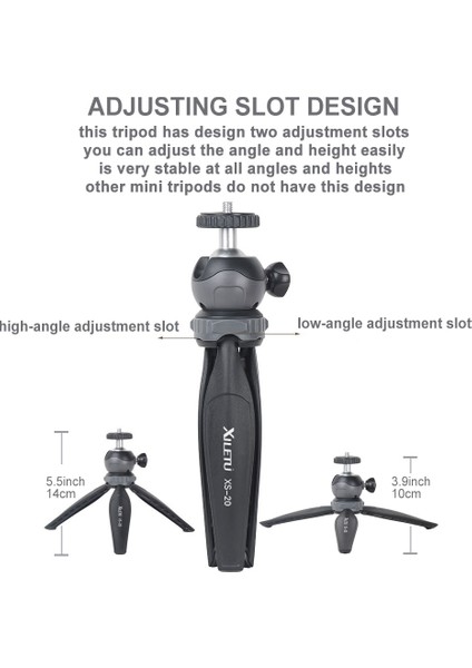 XS20ANDXJA Xıletu XS20 Mini Masaüstü Tripod Masaüstü Telefon Tutucu iPhone Cep Telefonu Akıllı Telefon Dslr Kamera Için Klip ve Top Kafa ile Standı (Yurt Dışından)