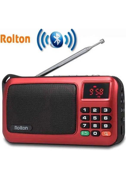 Bluetooth-Red Rolton W405 Dijital Taşınabilir Mini Mp3 Çalma Taşınabilir Fm Radyo Müzik Çalar Hoparlör Tf USB El Feneri ile Para Doğrula (Yurt Dışından)