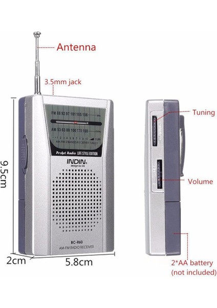 Gümüş BC-R60 Taşınabilir Cep Radyo Teleskopik Anten Mini Am/fm Hoparlörlü 2 Bantlı Radyo Dünya Alıcısı (Yurt Dışından) fırsatları