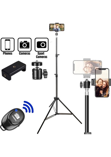 160 cm Tripod Tripod Telefon Tutucu Standı Akıllı Telefon Tutucu Için Telefon Tripod Kamera Vlog Kiti Selfie LED Halka Işık Işkembe Cep (Yurt Dışından)
