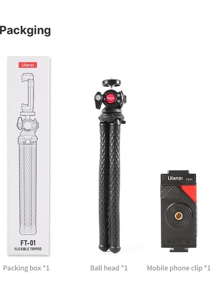 01 Ulanzi Ft-01 Ahtapot Tripod Esnek Telefon Slr Dslr Kamera ile 1/4 ''vidalı Ballhead Soğuk Ayakkabı Akıllı Telefon Klip Selfie Sopa (Yurt Dışından)