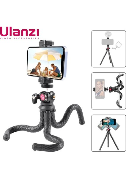 01 Ulanzi Ft-01 Ahtapot Tripod Esnek Telefon Slr Dslr Kamera ile 1/4 ''vidalı Ballhead Soğuk Ayakkabı Akıllı Telefon Klip Selfie Sopa (Yurt Dışından)
