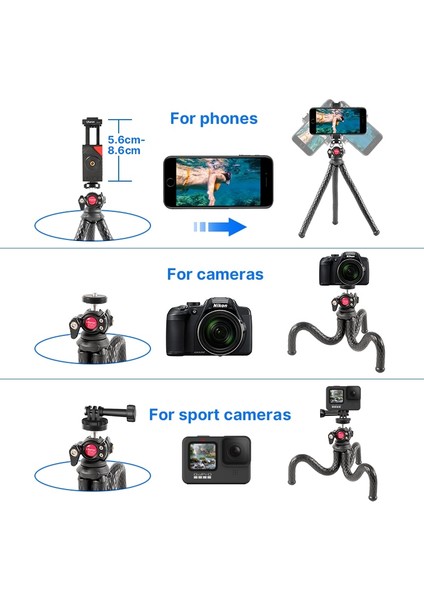 01 Ulanzi Ft-01 Ahtapot Tripod Esnek Telefon Slr Dslr Kamera ile 1/4 ''vidalı Ballhead Soğuk Ayakkabı Akıllı Telefon Klip Selfie Sopa (Yurt Dışından)