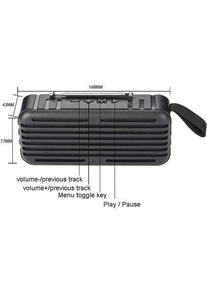 Siyah Yüksek Hassasiyetli Acil Durum Radyo Usb/tf/aux/fm Kablosuz Bluetooth Hoparlör Güneş Enerjisi Flaş Işığı Tarafından Şarj Taşınabilir Radyo (Yurt Dışından)