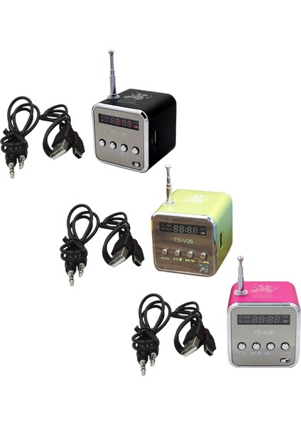 Yeşil Cep Fm Radyo TDV26 Kablosuz Blue Tooth Radyo Dijital Mp3 Çalar LCD Ekran Desteği Microsd USB Tf Kart 3.5mm Arayüzü (Yurt Dışından)