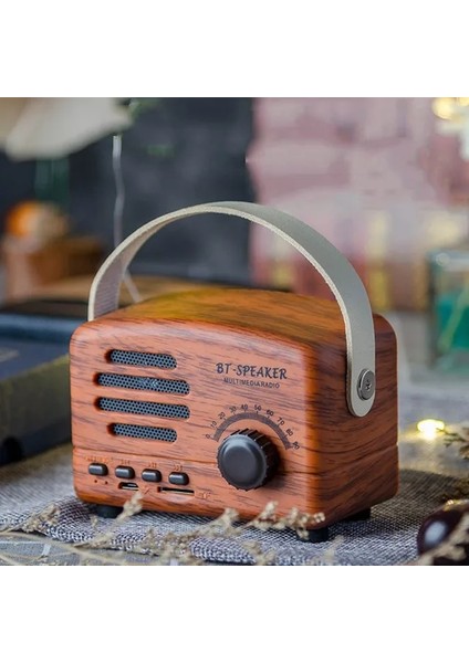 Hafif Ahşap Tahıl Retro Mini Fm Radyo Klasik Fm Alıcısı Vintage Bluetooth Hoparlör Ağır Bas Subwoofer Tf Çalar Hediye Için Şarj Edilebilir Radyolar (Yurt Dışından)