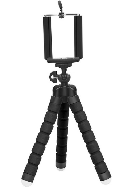 Siyah Tripod Seti Lıeve Mini Esnek Sünger Ahtapot Tripod iPhone Samsung Xiaomi Huawei Telefon Akıllı Telefon Tripod Gopro 9 8 7 Kamera (Yurt Dışından)