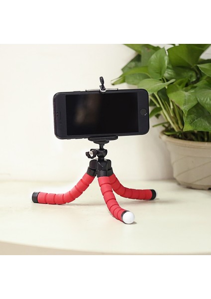 Siyah Tripod Seti Lıeve Mini Esnek Sünger Ahtapot Tripod iPhone Samsung Xiaomi Huawei Telefon Akıllı Telefon Tripod Gopro 9 8 7 Kamera (Yurt Dışından)