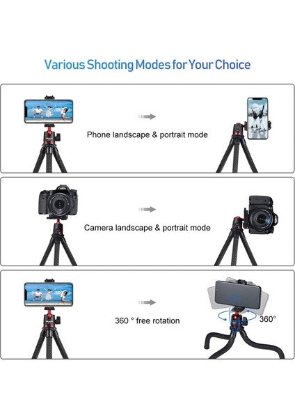 Ft-01 Tripod W Ptz Ulanzi Mt-11 Mt-33 Seyahat Esnek Ahtapot Akıllı Telefon Dslr Slr Vlog 2 In 1 Tripod Kamera Gopro 11 10 9 iPhone 14 13 Pro (Yurt Dışından)