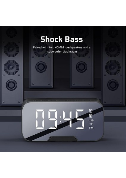 01 Siyah Taşınabilir Kablosuz Bluetooth 5.0 Hoparlör Sütunu Süper Bas Stereo Subwoofer Tf Aux Ayna Çalar Saat Fm Alıcı Radyo (Yurt Dışından) fırsatları