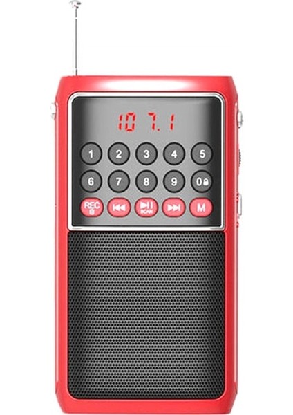 Kırmızı Taşınabilir Fm Radyo Mini El Hoparlör Dijital Ekran Mp3 Çalar Şarj Edilebilir Açık Hoparlör Desteği Tf Kart USB Aux (Yurt Dışından)