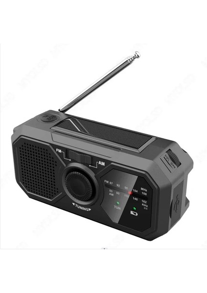 Siyah A Taşınabilir Am Fm Radyo Güneş Enerjisi El Krank Radyo LED El Feneri Çok Fonksiyonlu Radyo 2000 Mah Acil Sos Alarmı Fm Alıcısı (Yurt Dışından)
