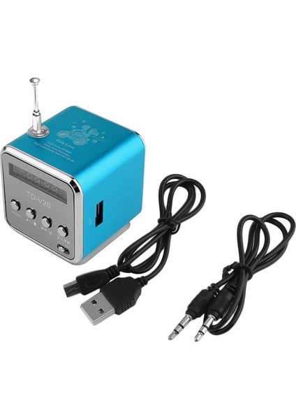 Mavi Taşınabilir LED Kablosuz Mini Sd Tf Kartusb Stereo Süper Bas Hoparlör Mp3/4 Müzik Çalar Fm Radyo Ib USB Aux Arayüzü (Yurt Dışından)