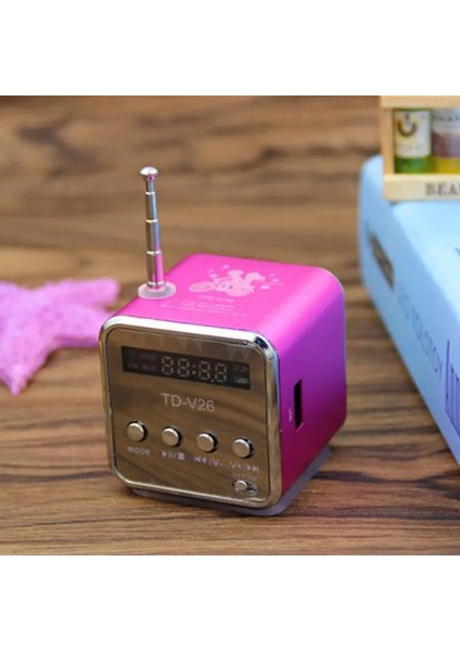 Pembe Mini Radyo Alıcısı Bt Kablosuz Hoparlörler Dijital Fm Radyo Pc Telefon Mp3 Müzik Çalar Desteği Mikro/tf, U Disk (Yurt Dışından)