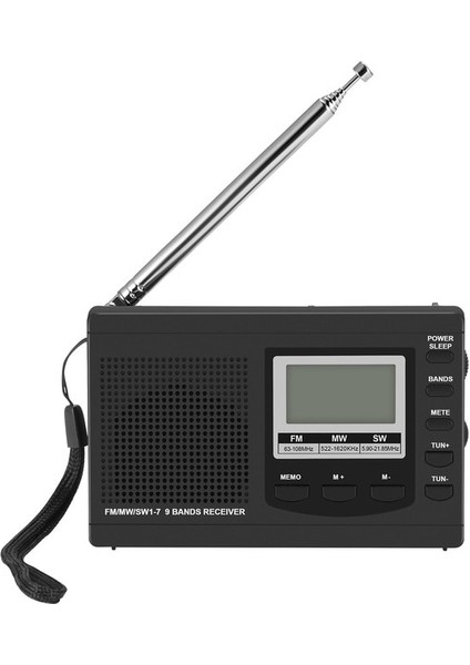 Siyah Taşınabilir Mini Radyolar Fm/mw/sw Anten ile Dijital Alarmlı Saat Saat Fm Radyo Alıcısı Dijital Taşınabilir Fm Alıcı Saat (Yurt Dışından)