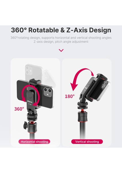 Siyah Ulanzi ST-06S Dikey Çekim Telefon Montaj Tutucu Dslr Kamera Monitörü Montaj Tripod Bağlama Aparatı Kelepçe Akıllı Telefon Vlog Çekim Yeni (Yurt Dışından)