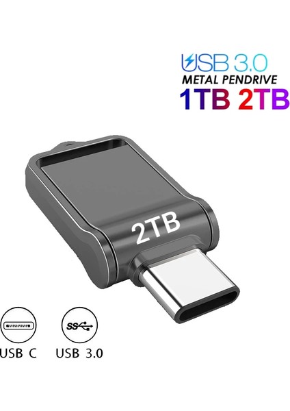 Gümüş 1 Tb Metal USB 3.0 2 Tb Kalem Sürücü USB C Bağlantı Noktası Yüksek Hızlı 1 Tb U Disk Mini Su Geçirmez Flash Sürücü 2 Tb Telefon Pc MacBook Için Bellek Çubuğu (Yurt Dışından) fiyatları