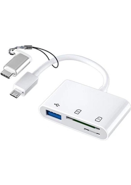 04 Çok Bağlantı Noktalı Adaptör USB Tip-C'den Tf Cf Sd Hafıza Kartı Okuyucu Otg Flash Sürücü Kart Okuyucu Adaptörü IPad Pro Huawei Macbook Için (Yurt Dışından)