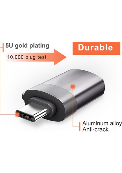 Silver-Otg USB 3.0 C Tipi Adaptör Otg USB C Usb-A Erkek Mikro USB Tip-C Dişi Adaptador Macbook Xiaomi Poco Adaptör Dönüştürücü (Yurt Dışından)