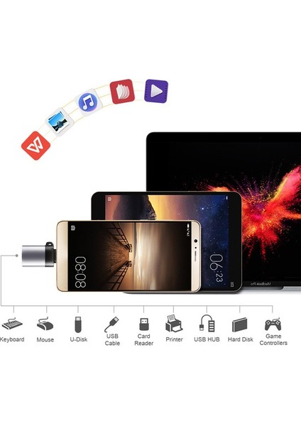 Silver-Otg USB 3.0 C Tipi Adaptör Otg USB C Usb-A Erkek Mikro USB Tip-C Dişi Adaptador Macbook Xiaomi Poco Adaptör Dönüştürücü (Yurt Dışından)