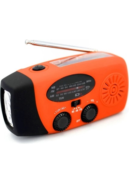 Turuncu Çok Bantlı Am/fm/sw Taşınabilir Radyo Acil El Krank Güneş Radyosu LED El Feneri ile 2000 Mah Güç Bankası Cep Telefonu Şarj Cihazı (Yurt Dışından)