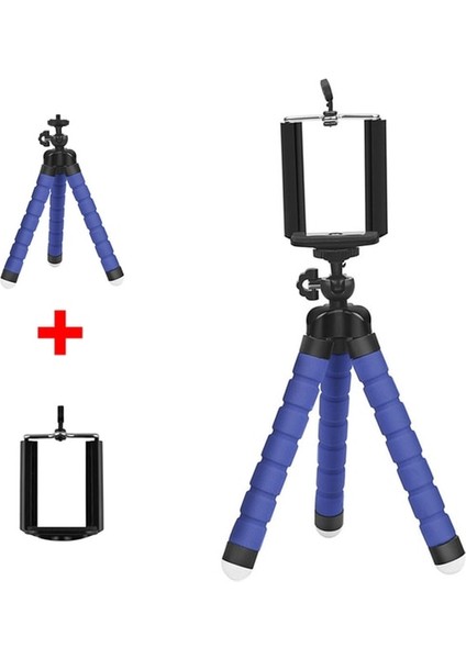 Mavi Tripod Kiti Telefon Için Tripod Esnek Sünger Ahtapot Mini Tripod iPhone Samsung Xiaomi Için Akıllı Telefon Tutucu Klip Standı Gopro 9 8 7 (Yurt Dışından)