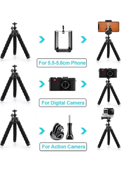 Mavi Tripod Kiti Telefon Için Tripod Esnek Sünger Ahtapot Mini Tripod iPhone Samsung Xiaomi Için Akıllı Telefon Tutucu Klip Standı Gopro 9 8 7 (Yurt Dışından) modelleri