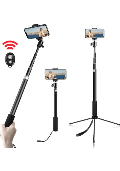 158 cm Tripod 158 cm Taşınabilir Tripod Telefon 1/4 Vida Kafası Esnek Selfie Tripod Standı Bluetooth Uzaktan Kumanda Tutucu Telefon Için (Yurt Dışından)