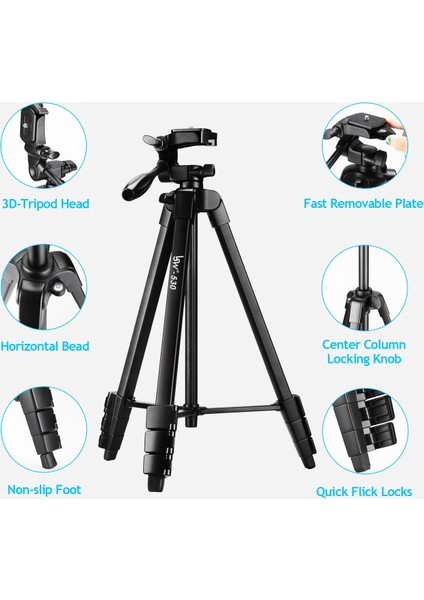 2in1 Tutucu Tripod Telefon Tripod Kamera Tablet Için Standı 152 cm Alüminyum Tripod Uzaktan Kumanda ile Telefon / iPad / Dslr Kamera Için Montaj Tutucu (Yurt Dışından)