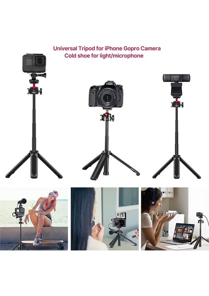Mt-16 Gopro Adaptörü Ulanzi Mt-16 Vlog Telefon Için Tripod Gopro Dslr Selfie Çubuğu Uzatılabilir 360° Ballhead Soğuk Ayakkabı ile Mikrofon Için LED Işık Mt-08 Yükseltme (Yurt Dışından)
