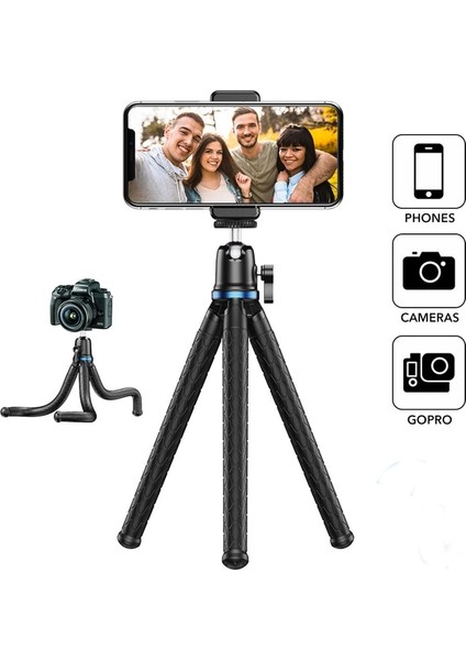 Sadece Tripod Apexel JJ10 Tripod Telefon Ahtapot Esnek Tripod Telefon Slr Dslr Kamera Tripodu Telefon Tutucu Klip Standı 360 Rotasyon Çekim (Yurt Dışından)