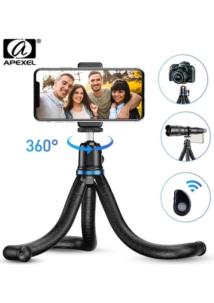 Sadece Tripod Apexel JJ10 Tripod Telefon Ahtapot Esnek Tripod Telefon Slr Dslr Kamera Tripodu Telefon Tutucu Klip Standı 360 Rotasyon Çekim (Yurt Dışından) fiyatları