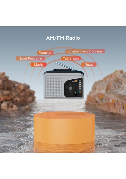 Siyah EZCAP234 Kaset Çalar Taşınabilir Am Fm Radyo Kaset Teypten Mp3'e Dönüştürücü Ses Kaydedici Dahili Hoparlör Kulaklık Jakı (Yurt Dışından)