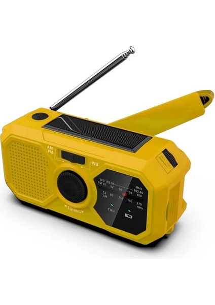 Sarı Am/fm/wb Çok Fonksiyonlu Güneş Radyosu, El Kranklı El Feneri, Dış Mekan Acil Durum Cep Telefonu Güç Bankası (Yurt Dışından)