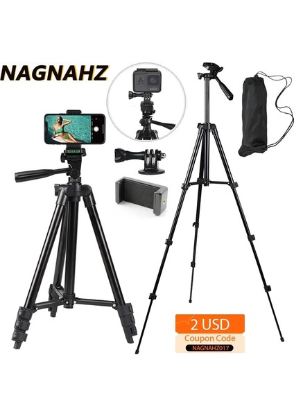 Paket D NA-3120 Telefon Tripodu Standı 40 Inç Evrensel Fotoğrafçılık Gopro iPhone Samsung Xiaomi Huawei Telefon Için Alüminyum Seyahat Tripod Par (Yurt Dışından) fırsatları