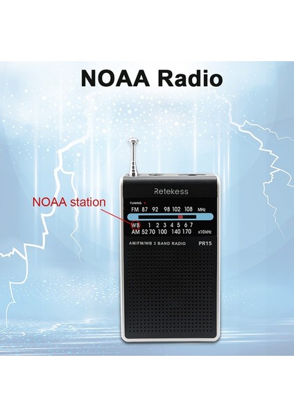 PR15 Retekess PR15 Fm Am Noaa Acil Durum Pointer Ayarlama Radyo Mini El Radyosu Hava Durumu Uyarısı ile Taşınabilir Cep Radyo Alıcısı (Yurt Dışından)