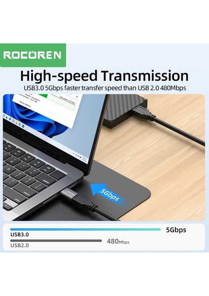 Tip C USB Dişi Rocoren Otg Adaptör USB Tip C Erkek USB A 3.0 Dişi Dönüştürücü MacBook Samsung S22 S20 Android Typec Usbc Otg Konektörü (Yurt Dışından)